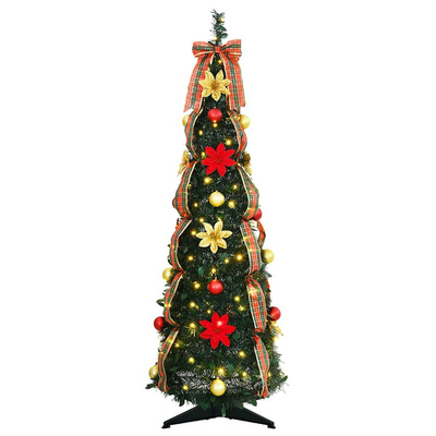 Sztuczna choinka z 50 diodami LED z podstawą Zielony 125 cm PVC
