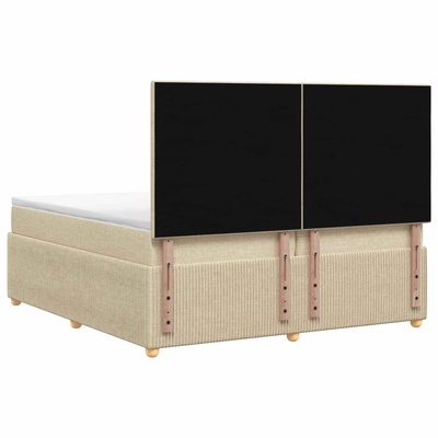 Łóżko z box spring LED z materacem kremowy 200 x 200 cm tkanina