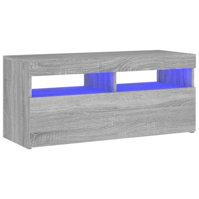 vidaXL Szafka pod TV z oświetleniem LED, szary dąb sonoma, 90x35x40 cm