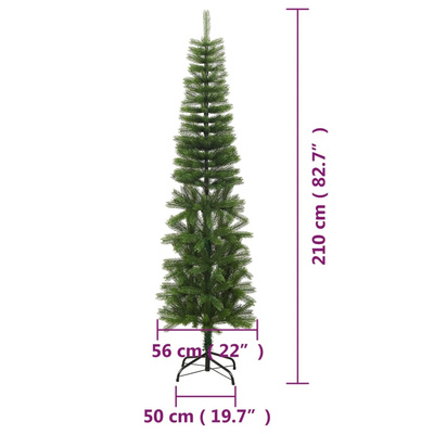 Sztuczna, smukła choinka ze stojakiem, 210 cm, PE