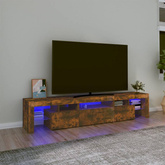vidaXL Szafka pod TV z oświetleniem LED, opalany dąb 200x36,5x40 cm