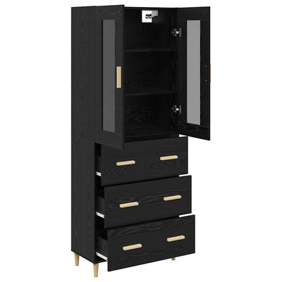 Highboard z szufladą Czarny Dąb 69,5 x 34 x 180 cm