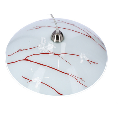 Lampa wisząca Braga biała z szerokim szklanym kloszem nad stół E27