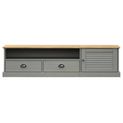 vidaXL Szafka pod TV VIGO, szara, 156x40x40 cm, lite drewno sosnowe