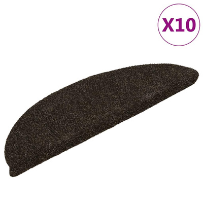 Maty na schody samoprzylepne 10 szt. 56x17x3 cm Ciemnobrązowe półokrągłe