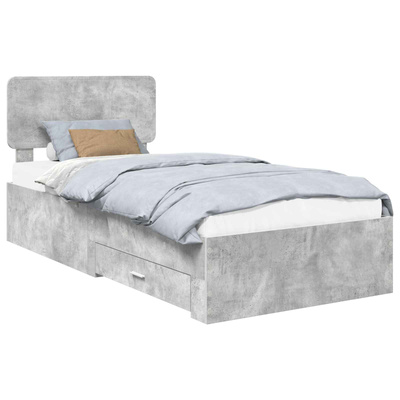 Ramka łóżka Betonowy szary 70 x 190 cm Drewno inżynieryjne