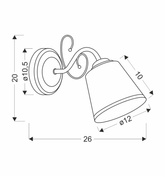 Losanna Lampa Kinkiet Patynowy 1X40W E14 Klosz Biały Z Obwódką