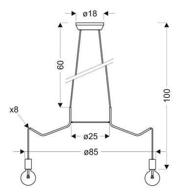 Lampa wisząca Basso 8-punktowa czarna matowa nad stół do jadalni