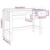 vidaXL Biurko HAMAR, ciemnoszare, 110x40x75 cm, lite drewno sosnowe