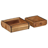 Taca 2 pcs Brązowy 29 x 31 x 10 cm Lite Drewno Recyklingowe