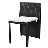 3-cz. zestaw mebli bistro z poduszkami, rattan PE, czarny