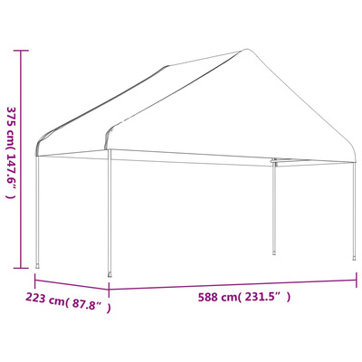 Namiot ogrodowy z dachem, biały, 11,15x5,88x3,75 m, polietylen