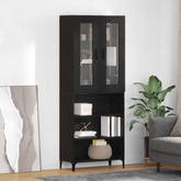 Highboard Czarny Dąb 69,5 x 34 x 180 cm Drewno inżynieryjne