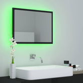 vidaXL Lustro łazienkowe LED, wysoki połysk, czarne, 60x8,5x37, akryl