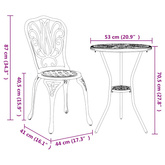Zestaw Bistro Ogrodowego 3 szt. Zielony Aluminium