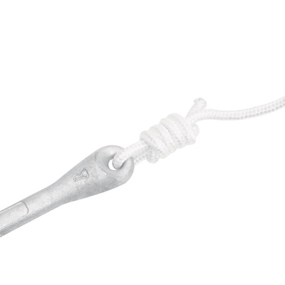 Składana kotwica z liną, srebrna, 2,5 kg, żeliwo ciągliwe