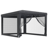 vidaXL Namiot imprezowy z 4 ścianami z siatki, antracyt, 3x4 m, HDPE