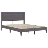 Ramka łóżka z paskami LED Szary 160 x 200 cm Ekoskóra