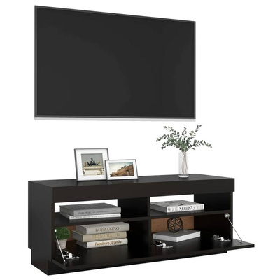 vidaXL Szafka pod TV z oświetleniem LED, czarna, 100x35x40 cm