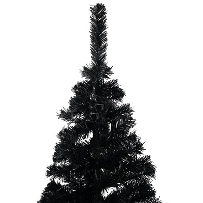 vidaXL Sztuczna choinka z lampkami i bombkami, czarna, 120 cm, PVC
