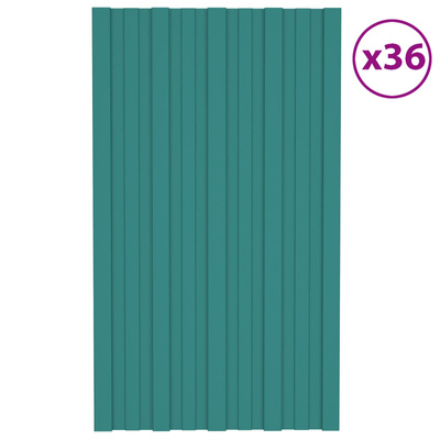 Panel dachowy 36 pcs zielony 80 x 45 cm Stal galwanizowana