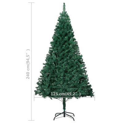 Sztuczna choinka z lampkami i bombkami, zielona, 240 cm vidaXL