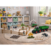Zestaw Rolniczy Traktor z Przyczepą Zwierzęta Farmerzy Farma 45 el.