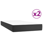 vidaXL Łóżko kontynentalne z materacem, czarne, ekoskóra 200x200 cm wariant 4