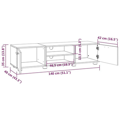 vidaXL Szafka pod TV, biała, 140x40x35 cm materiał drewnopochodny