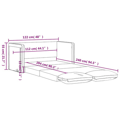 Sofa podłogowa 2-w-1, ciemnożółta, 122x204x55 cm, aksamit