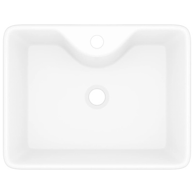 Ceramiczna umywalka z otworem na kran, prostokątna, biała
