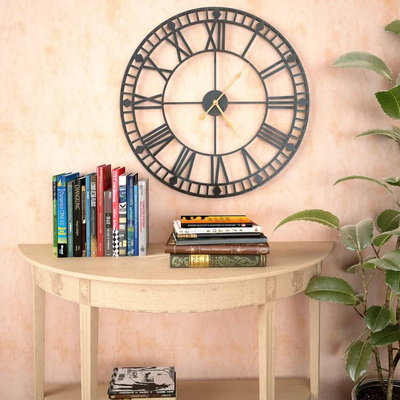vidaXL Zegar ścienny vintage z mechanizmem kwarcowym, metal, 60cm, XXL