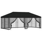 Altana z bokami 6 x 3 m Czarny Poliester i Stal 190
