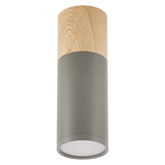 Lampa sufitowa tuba szaro-drewniana natynkowa GU10