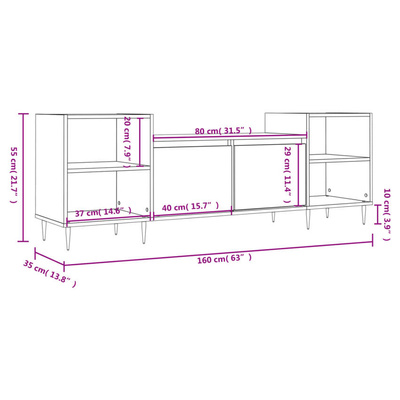Szafka pod TV, szarość betonu, 160x35x55 cm vidaXL