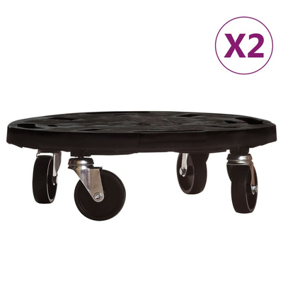 vidaXL Podstawki pod donicę, z kółkami, 2 szt., 40 cm, czarne, 275 kg