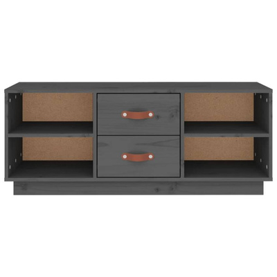 vidaXL Szafka pod TV, szara, 100x34x40 cm, lite drewno sosnowe