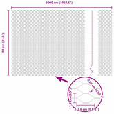 Ogrodzenie heksagonalne 0,8 x 50 m Stal galwanizowana srebrny