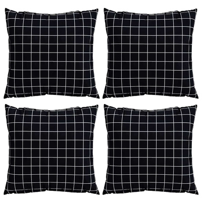 Poduszki rozrzucone Kratka 4 pcs Czarna kratka 60 x 60 cm