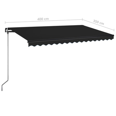 Ręcznie zwijana markiza z LED, 400 x 350 cm, antracytowa