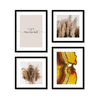 Zestaw obrazów w czarnej ramie 2x 30x30 i 2x 30x40