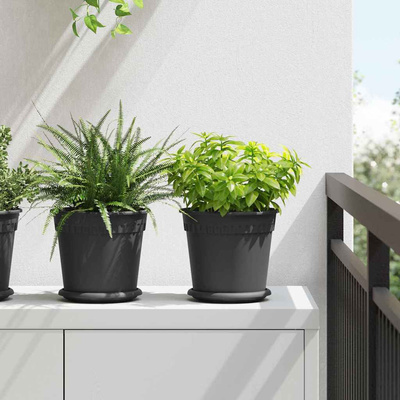 Okrągła doniczka na kwiaty 24 pcs Czarny ? 19 x 16 cm