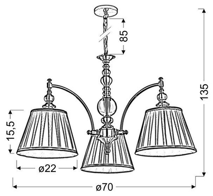 Lampa wisząca patynowa żyrandol 3 Austin 33-13842