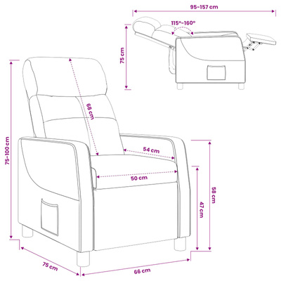Fotel recliner niebieski tkanina