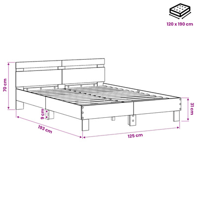 Ramka łóżka Stare drewno 120 x 190 cm Drewno inżynieryjne
