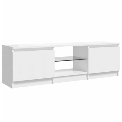 vidaXL Szafka pod TV z oświetleniem LED, biała, połysk, 120x30x35,5 cm