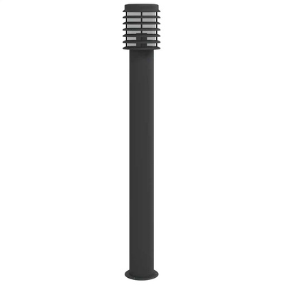 Lampy ogrodowe na słupku, 3 szt., czarne, 110 cm, stal