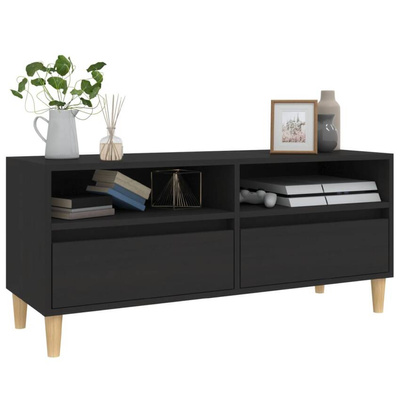 vidaXL Szafka pod TV, czarna, 100x34,5x44,5cm, materiał drewnopochodny
