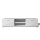 vidaXL Szafka pod TV, wysoki połysk, biała, 140x40,5x35 cm