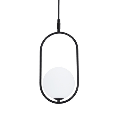 Lampa wisząca CORDEL elegancka - czarna z białym kloszem kulką - nowoczesne oświetlenie salonu i łazienki 1x G9 LED